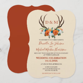 Rustikale Floral Antlers BOHO Wedding Einladung