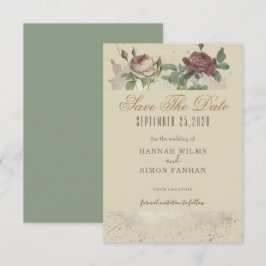 Rustikale floral Burgundy Marsala Save the Date Ka