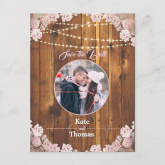 Rustikale, florale, helle Holzkiste Save the Date  Ankündigungspostkarte
