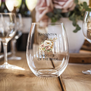 Rustikale Florale Hochzeitsfeier und oberste Tisch Weinglas Ohne Stiel
