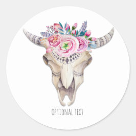 Rustikale, florale Kuh Skull Boho Chic Custom Gevo Runder Aufkleber