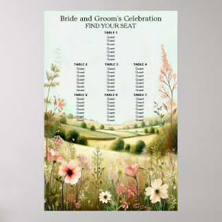 Rustikale Florale Landhochzeitsbestuhlung Poster