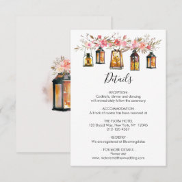 Rustikale, florale Laterne Hochzeitdetails Einladung