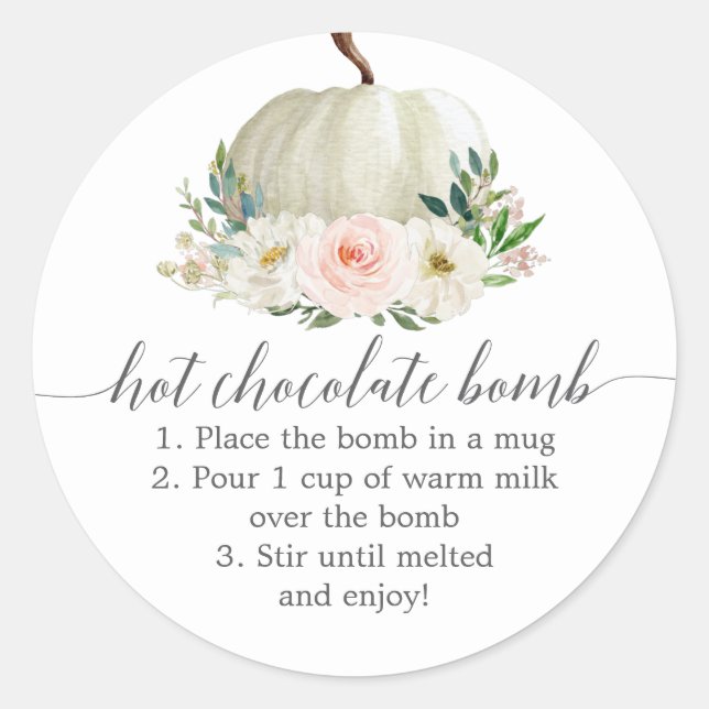 Rustikale, florale Pumpkin Hot Chocolate Bomb Guns Runder Aufkleber (Vorderseite)