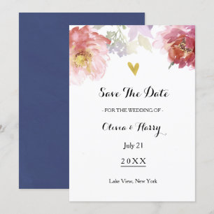 Rustikale, florale Save the Date   Marine Einladung