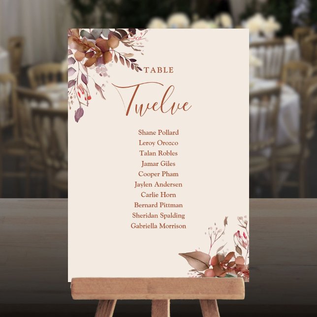 Rustikale Florale Sitzplan-Tischnummer Dankeskarte (Rustic Floral Seating Plan Table Number)