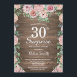 Rustikale, florenrosa Erbsen Überraschung 30. Gebu Einladung<br><div class="desc">Rustikal Floral Pink Peonies Überraschung 30. Geburtstag Einladung für Frauen. Aquarell Floral Blume. Elegante Blume aus Rosa und Peony. Erwachsener Geburtstag. Rustikaler Holzboden. Vintages Retro. 13. 15. 16. 18. 20. 21. 30. 40. 50. 60. 70. 80. 90. 100. jedes Alter.Für weitere Anpassungen klicken Sie bitte auf die Schaltfläche "Anpassen" und...</div>