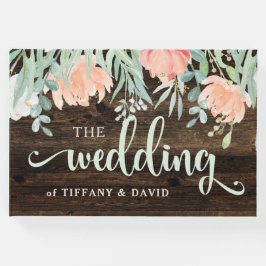 Rustikale Florromantik | Holz und Wasserfarbe Gästebuch