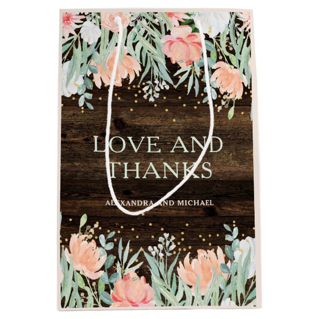 Rustikale Florromantik | Wasserfarbenhochzeit Mittlere Geschenktüte (Vorderseite)