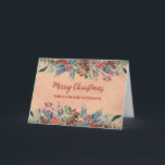 Rustikale Foliage Friend Frohe Weihnachten Karte<br><div class="desc">Frohe Weihnachten für Freundin-Karte mit einem rustikalen Vintagen Papiermuster und Aquarellwald.</div>
