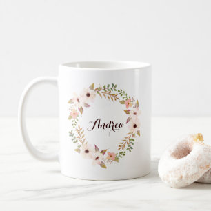 Rustikale Foliage und Blumenreath - personalisiert Kaffeetasse