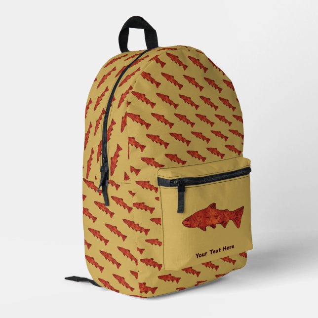 Rustikale Forelle Bedruckter Rucksack (Rückseitige Ecke links)