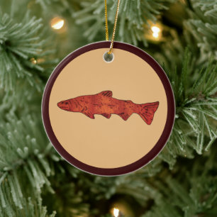 Rustikale Forelle Keramik Ornament