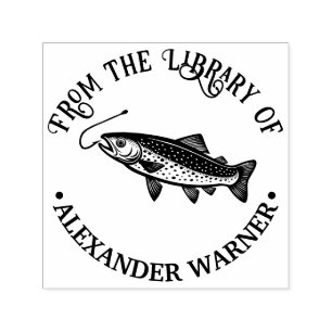 Rustikale Forellen, Name der Fischbücherei Permastempel