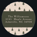 Rustikale Forest Green Christmas Trees Rücksendead Runder Aufkleber<br><div class="desc">Rustic Forest Green Christmas Trees Custom Merina Classic Rücksendeadresse Classic Round Sticker</div>