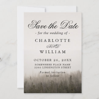 Rustikale Forest Misty Landschaft Hochzeit Save The Date
