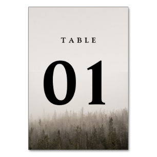 Rustikale Forest Misty Landschaft Hochzeit Tischnummer