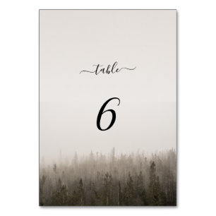 Rustikale Forest Misty Landschaft Hochzeit Tischnummer