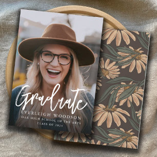 Rustikale Foto Abschluss Card mit Wildblume Back Einladung