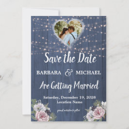 Rustikale Foto-Blumenhochzeit speichert die Datums Save The Date