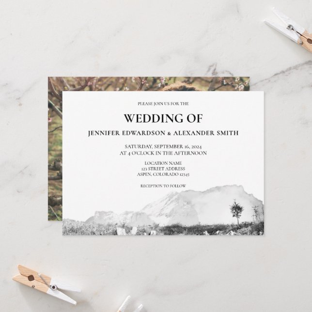 Rustikale Foto Hochzeit auf dem Land Einladung (Vorderseite/Rückseite Beispiel)