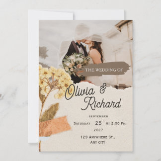 Rustikale Foto-Hochzeitseinladung im Scrapbook-Sti Einladung