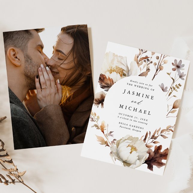 Rustikale Foto-Hochzeitung des Blumenkreises im He Einladung (Von Creator hochgeladen)