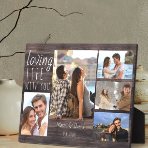 Rustikale Fotocollage Loving Life with You Holz Fotoplatte