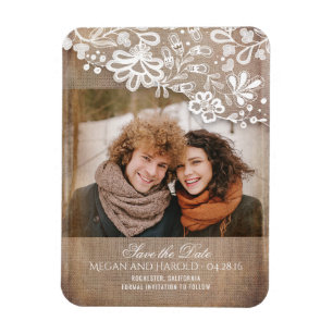 Rustikale Fotografie-Save-the-Date-Karte mit Jute Magnet