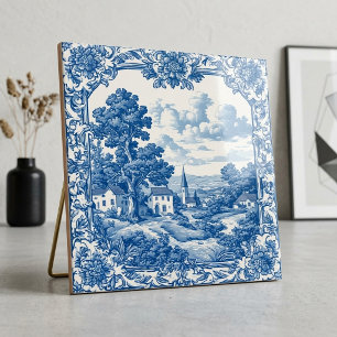 Rustikale französische Farmhaus Blaue Landschaft P Fliese