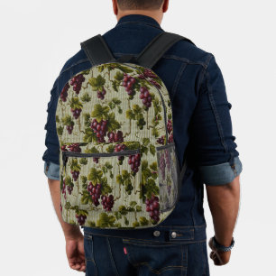 Rustikale französische Landhaus-Vinarien-Reblaub-K Bedruckter Rucksack