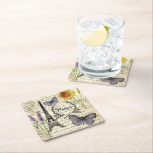 rustikale französische Landskripte paris eifftower Rechteckiger Pappuntersetzer