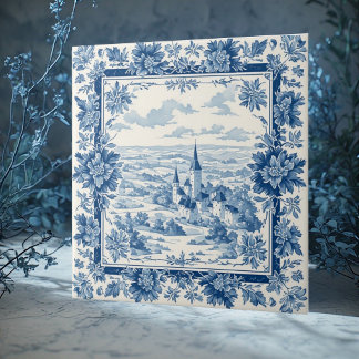 Rustikale französische Toile De Jouy Vintage-Texti Fliese