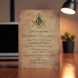 Rustikale Freemason Masonry Black Masonic Einladung
