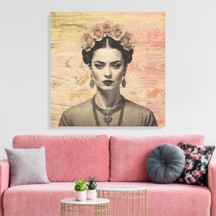 Rustikale Frida-Rosen-Kronen-Leinwandkunst Leinwanddruck