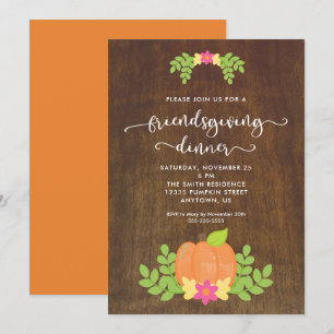 Rustikale Friendsgiving-Dinner-Einladung mit Kürbi Einladung