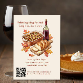 Rustikale Friendsgiving-Potluck-Party Einladung