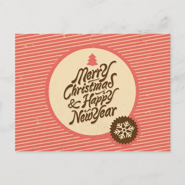 Rustikale frohe Weihnachten Neues Jahr Retro Snowf (Vorderseite)