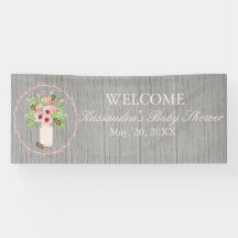 Rustikale Frühlings-Blumenstrauß-Babyparty-Fahne