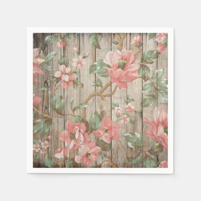 Rustikale Frühlingsblüten Hochzeitspapier Napkins Serviette (Vorderseite)