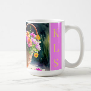 Rustikale Frühlingsflorensäcke Monogramm Kaffeetasse