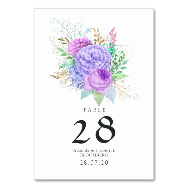 Rustikale Frühlingshochzeit mit Blumen Tischnummer (Vorderseite)