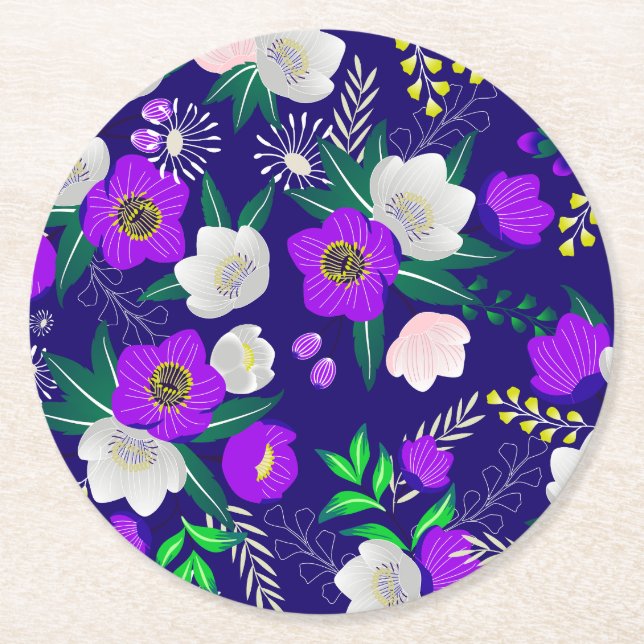 Rustikale Frühlingspanik Blume Bouquet Runder Pappuntersetzer (Vorderseite)