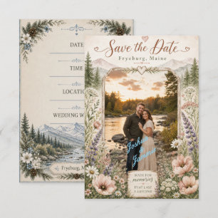 Rustikale Fryeburg Maine Bergfotografie Save The Date
