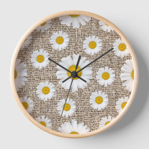 Rustikale Gänseblümchen-Jute - Floral im Landhauss Uhr