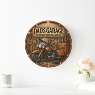 Rustikale Garage Themenmotorrad Werkzeuge für Männ Große Wanduhr