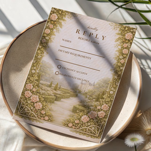 Rustikale Garten-Weingut-Hochzeit RSVP Karte (Von Creator hochgeladen)