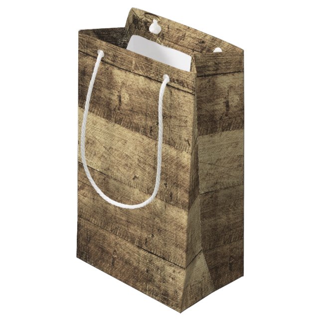 Rustikale Gastgeschenk Hochzeit der Holzlandschaft Kleine Geschenktüte (Vorderseite Schrägansicht)