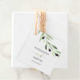 rustikale Gastgeschenk Hochzeit mit Olivenbäumen Geschenkanhänger