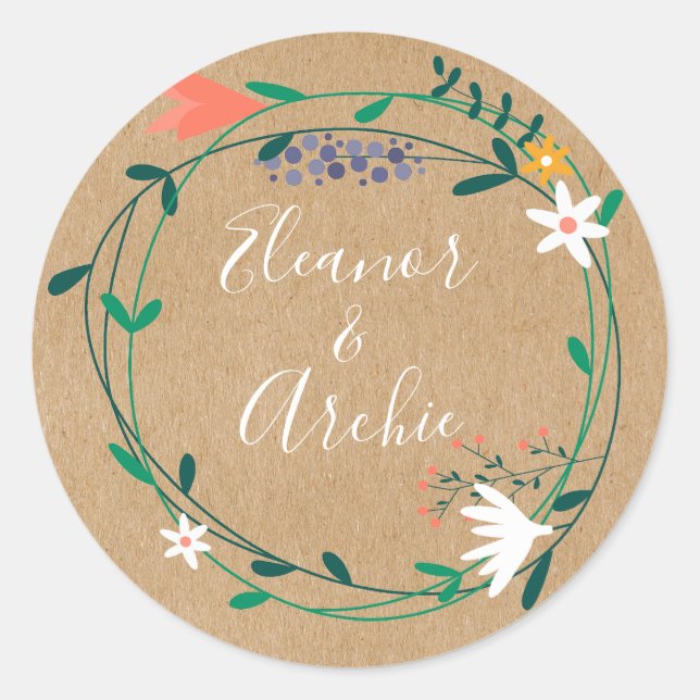 Rustikale Gastgeschenk Hochzeit Runder Aufkleber (Vorderseite)